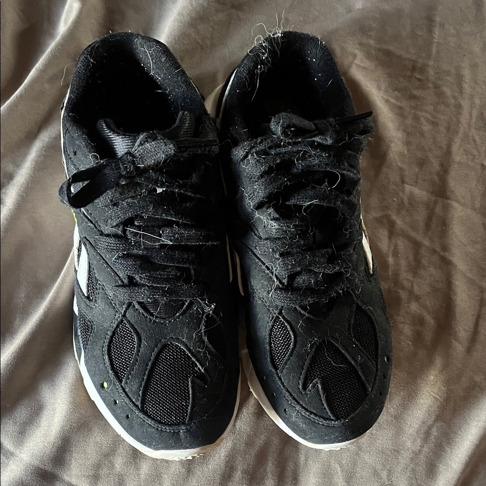 Reebok Black and White Retro Runner with Lime Accent